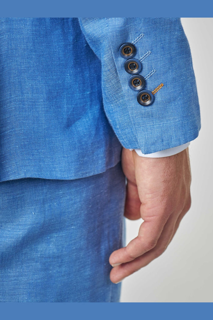 Tailored Fit Pure Linen Light Blue Summer Suit