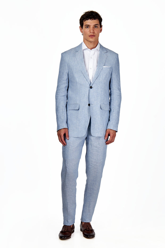 Lewis Light Blue Tailored Fit Pure Linen Summer Suit