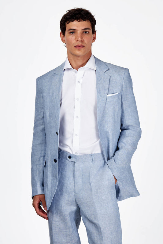Lewis Light Blue Tailored Fit Pure Linen Summer Suit