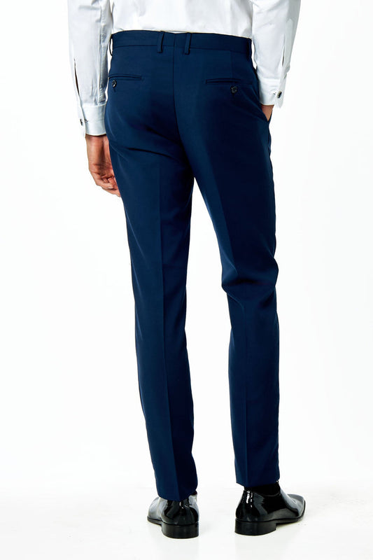LOUIS - NAVY BLUE FORMAL TAILORED DRESS SUIT TROUSERS