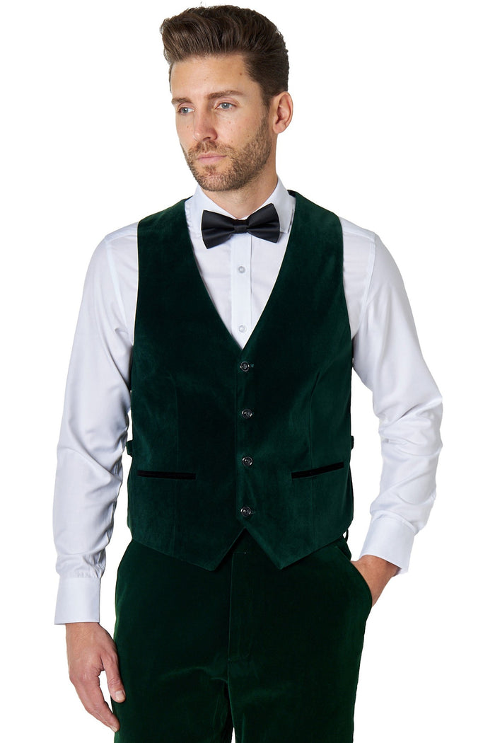 MAK Green Velvet Plain Waistcoat