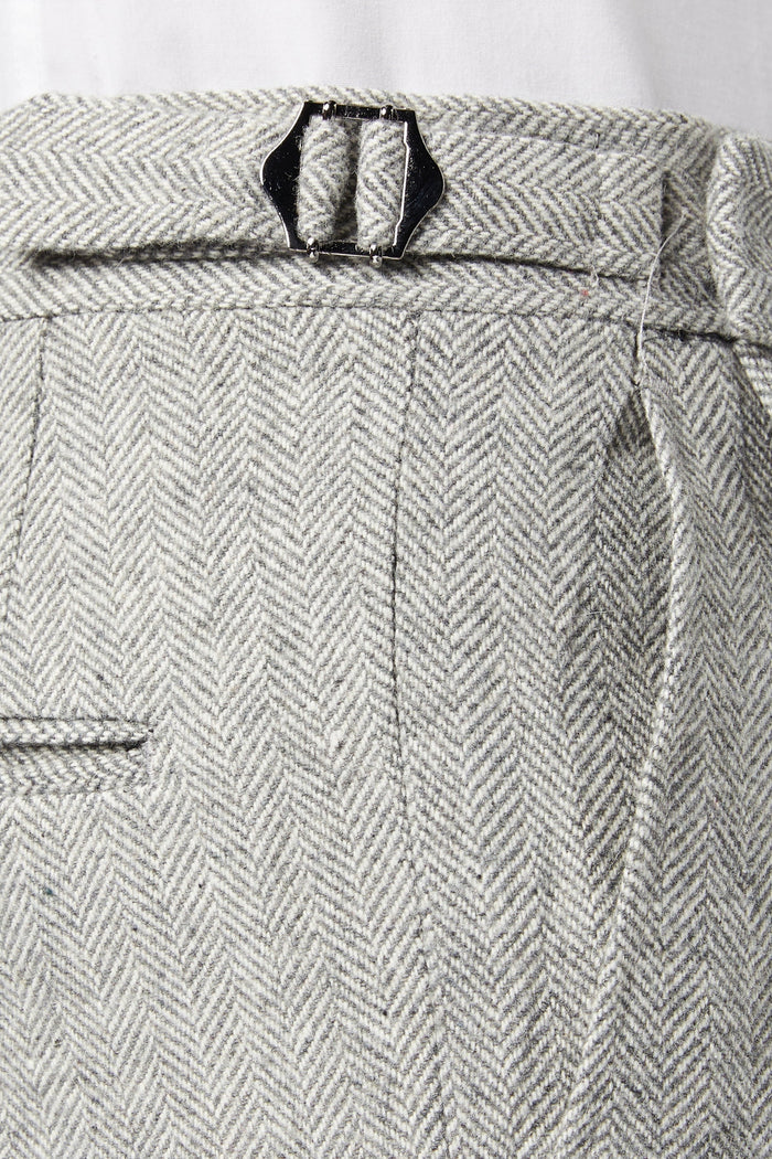 MARTIN - Grey Herringbone Retro Trouser
