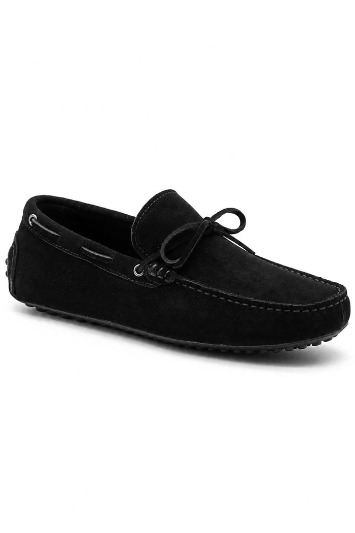 MAT Men's Real Suede Slip-On Loafers - Black Driving Shoes