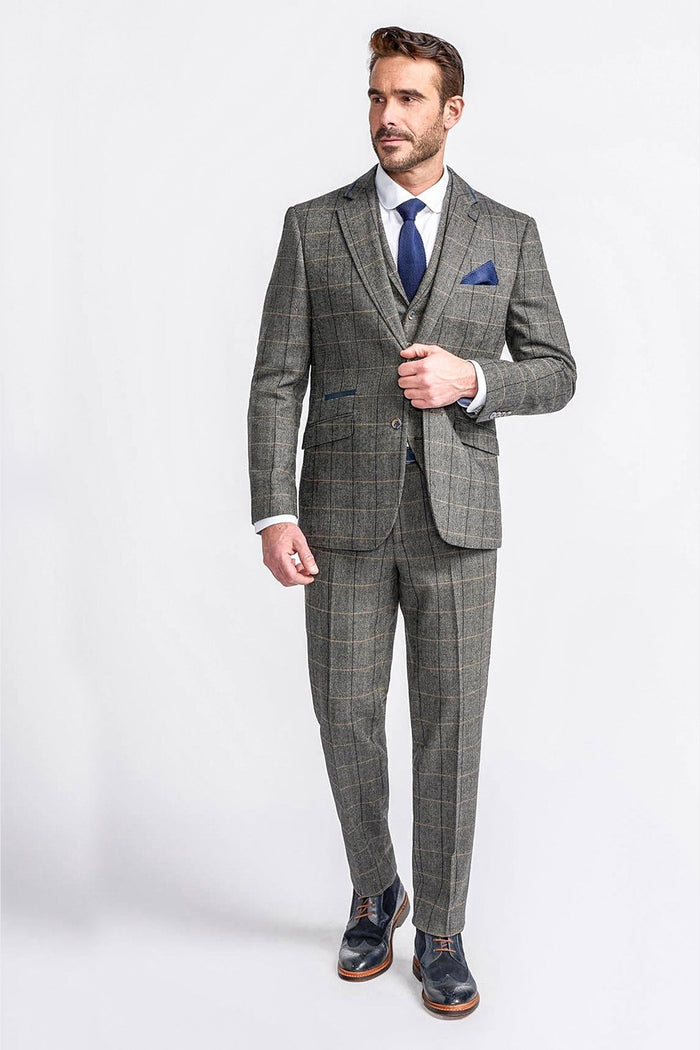 ALBERT GREY CHECK TWEED BLAZER