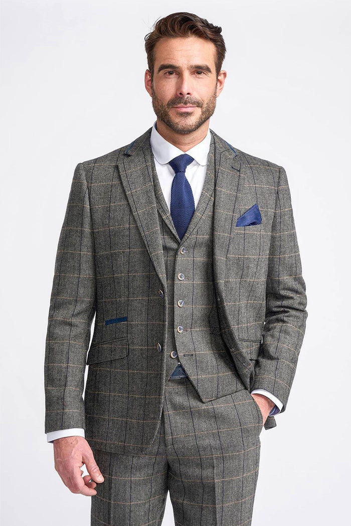 ALBERT GREY CHECK TWEED BLAZER