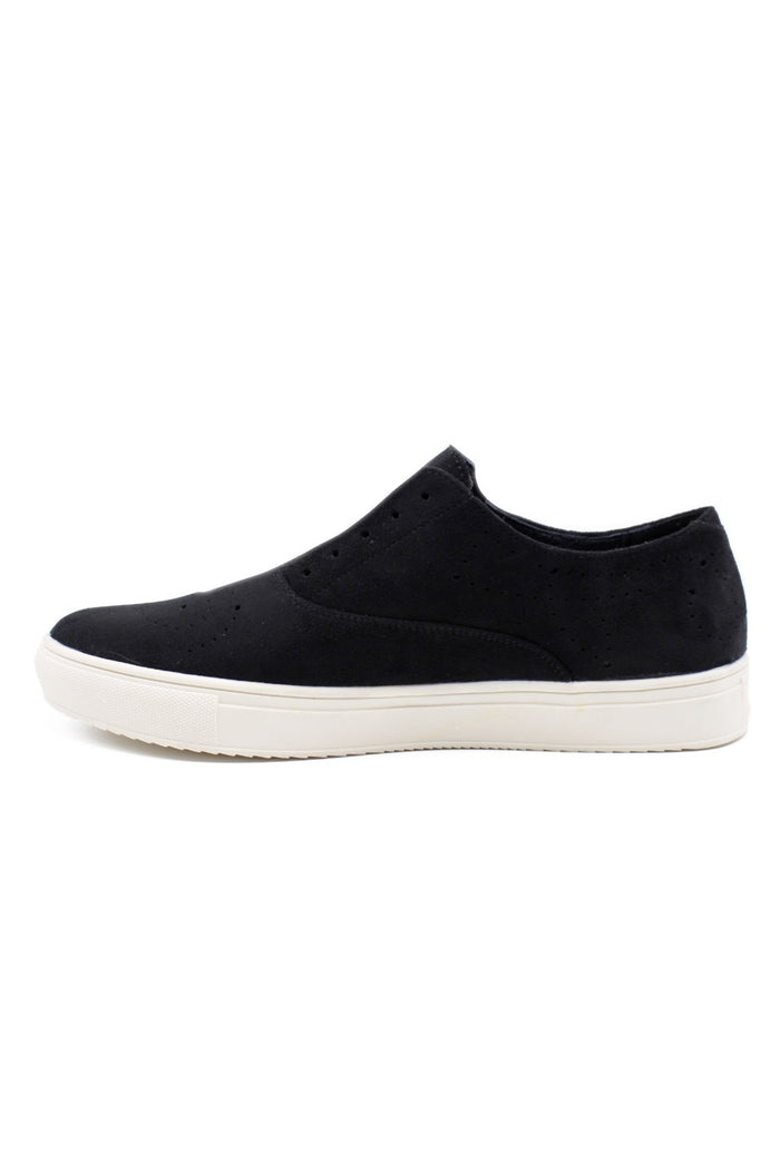 Mens Black Suede Sports Sneaker Brogue Details