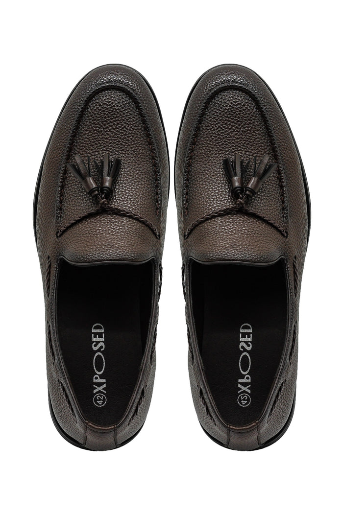 Men’s Brown Faux Leather Tassel Loafers