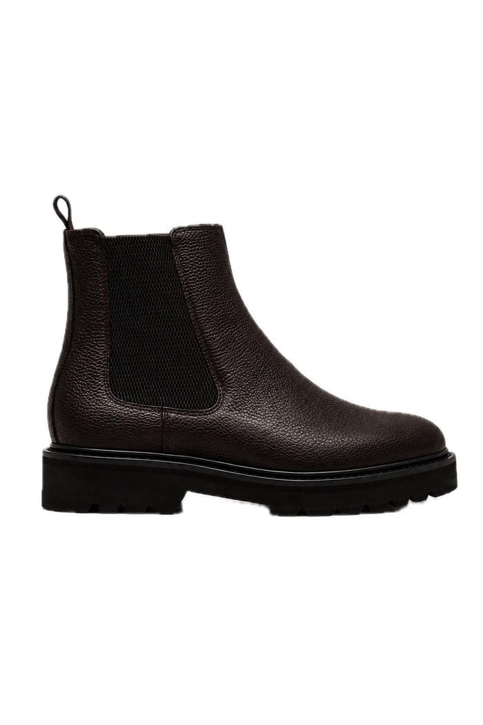 Men’s Brown Grain Leather Lightweight Chunky Sole Chelsea Boots