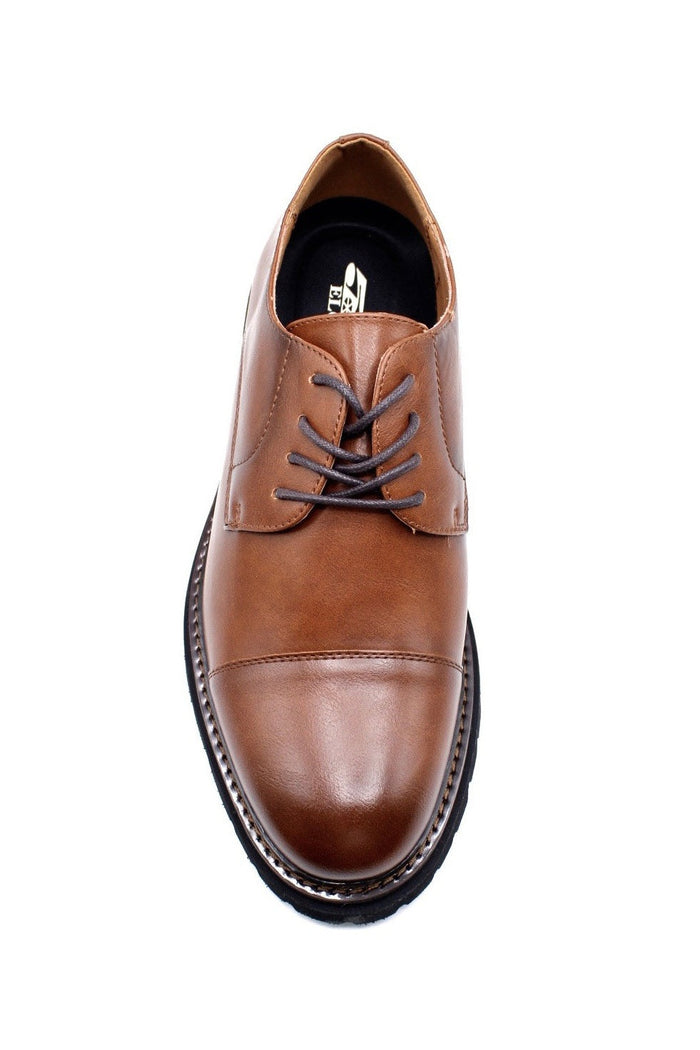 Mens Brown Round Toe Cap Derby Shoes, Rugged Sole