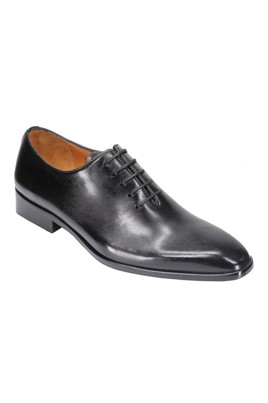 MENS CALF LEATHER WHOLE CUT OXFORD LACE UP SHOES IN BLACK