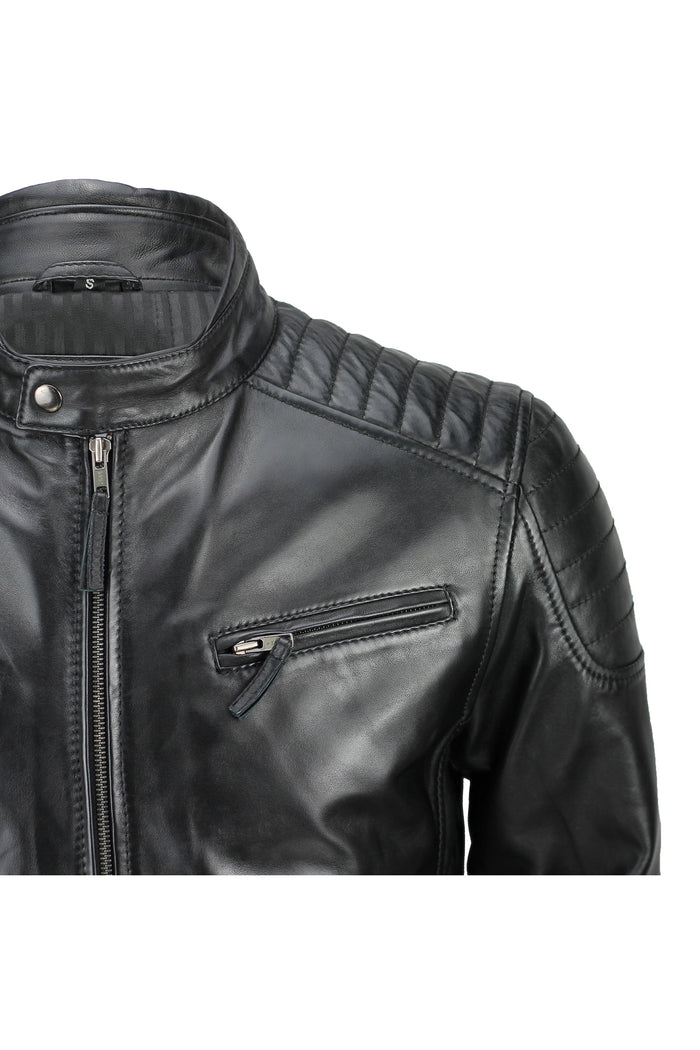 MEN'S CASUAL BIKER LEATHER JACKET