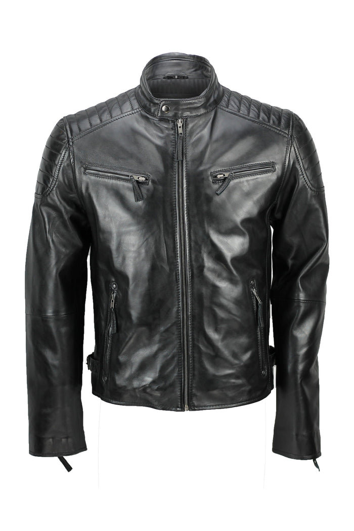 MEN'S CASUAL BIKER LEATHER JACKET