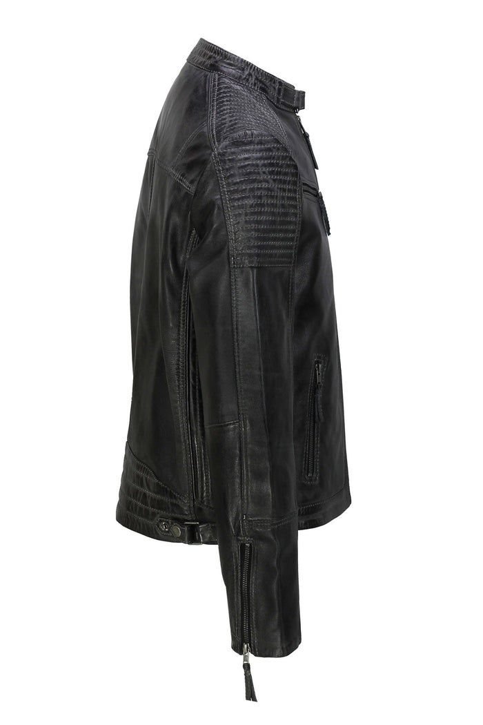 Mens Leather Grey Biker Jacket
