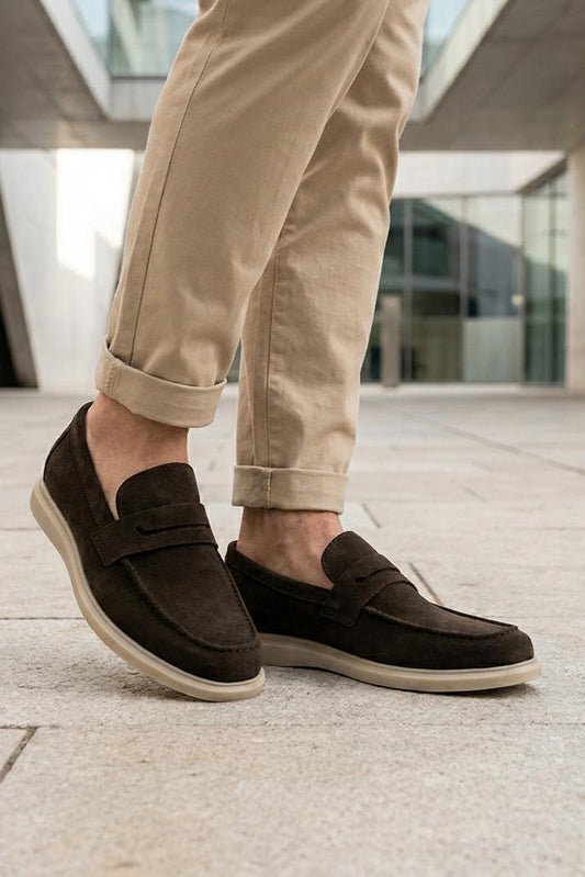 Men’s Milo Brown Suede Leather Penny Loafers