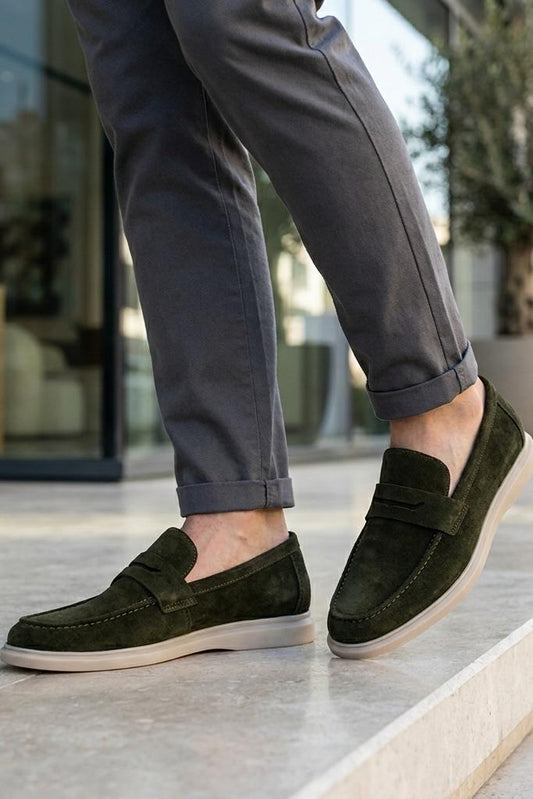 Men’s Milo Green Suede Leather Penny Loafers