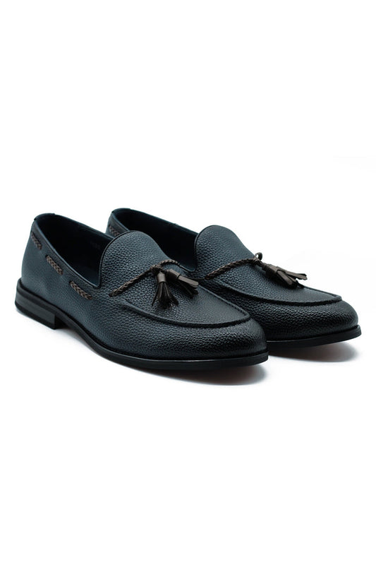 Men’s Navy Faux Leather Tassel Loafers