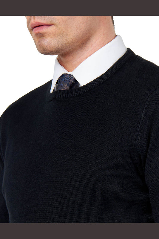 MEN’S PURE COTTON BLACK CREW NECK JUMPER