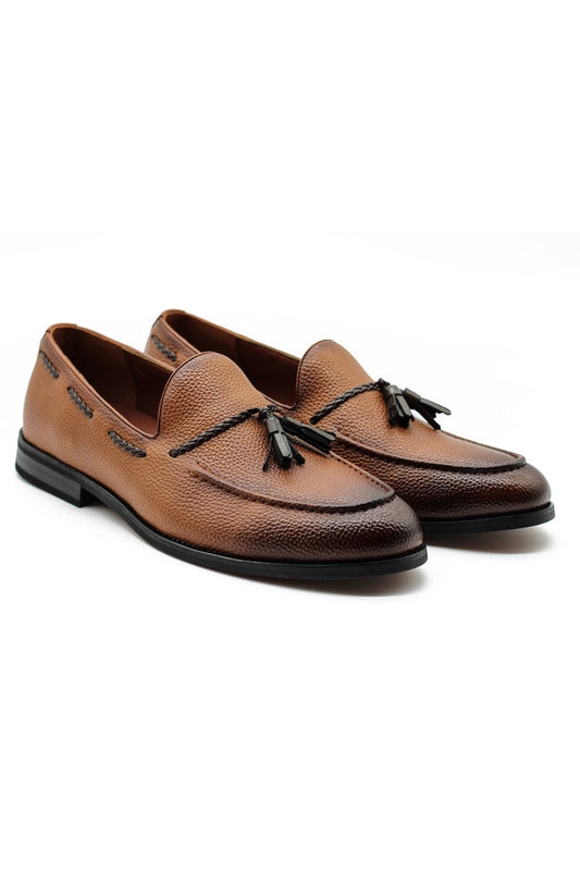 Men’s Tan Faux Leather Tassel Loafers