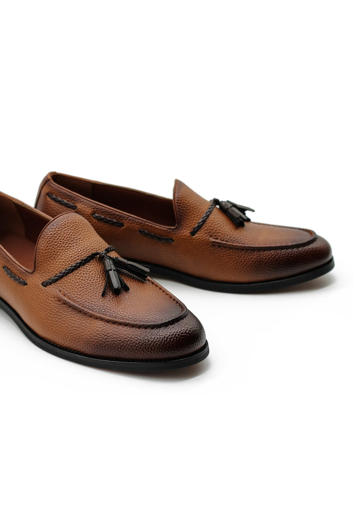 Men’s Tan Faux Leather Tassel Loafers
