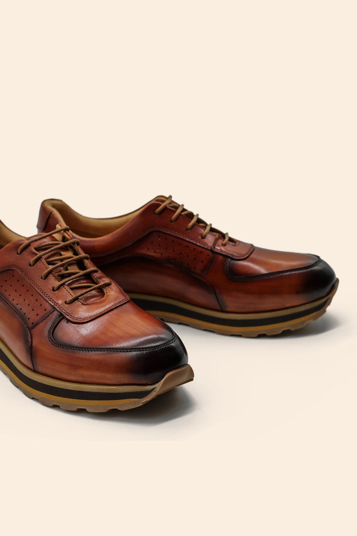Men’s Tan Real Leather Trainers