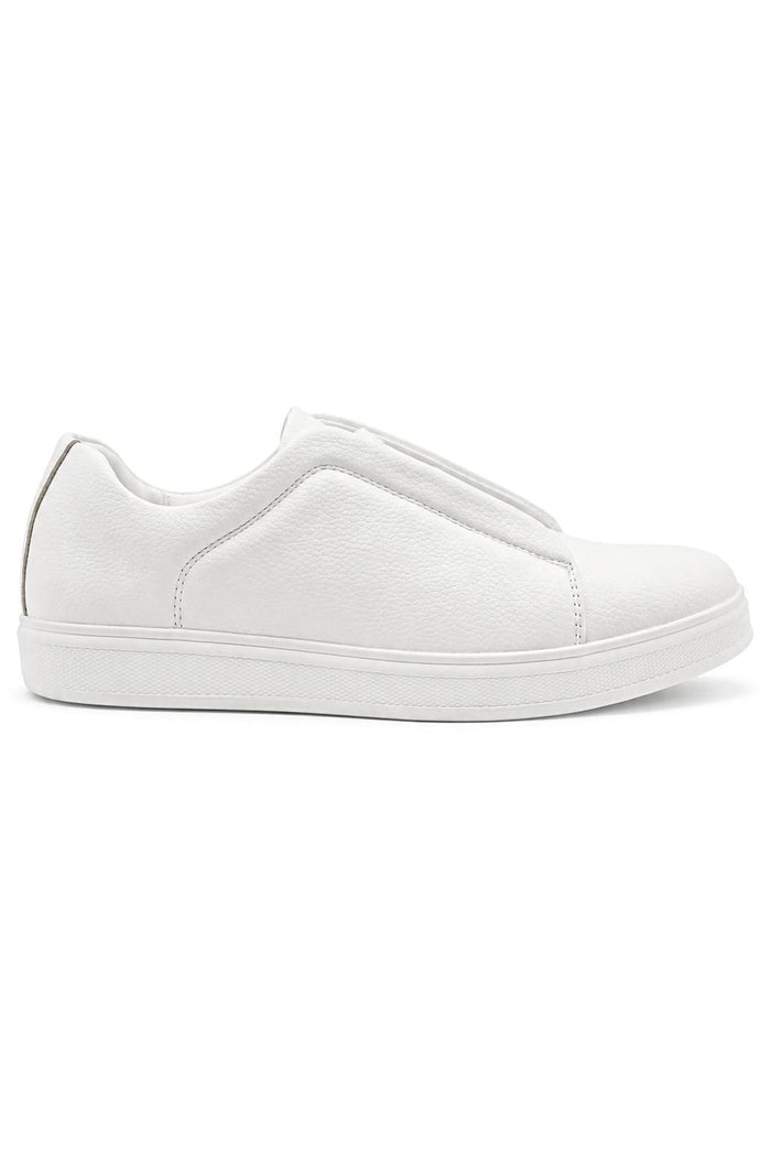 Men’s White Faux Leather Slip-On Trainers
