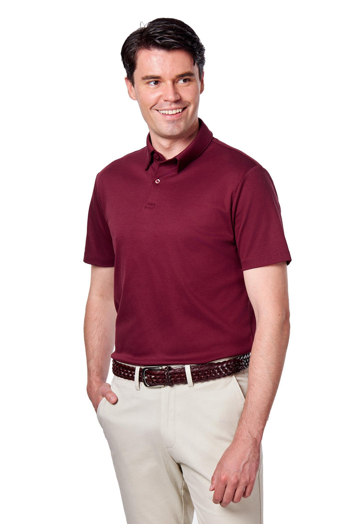Mercerised Cotton Maroon Polo T Shirt Short Sleeve