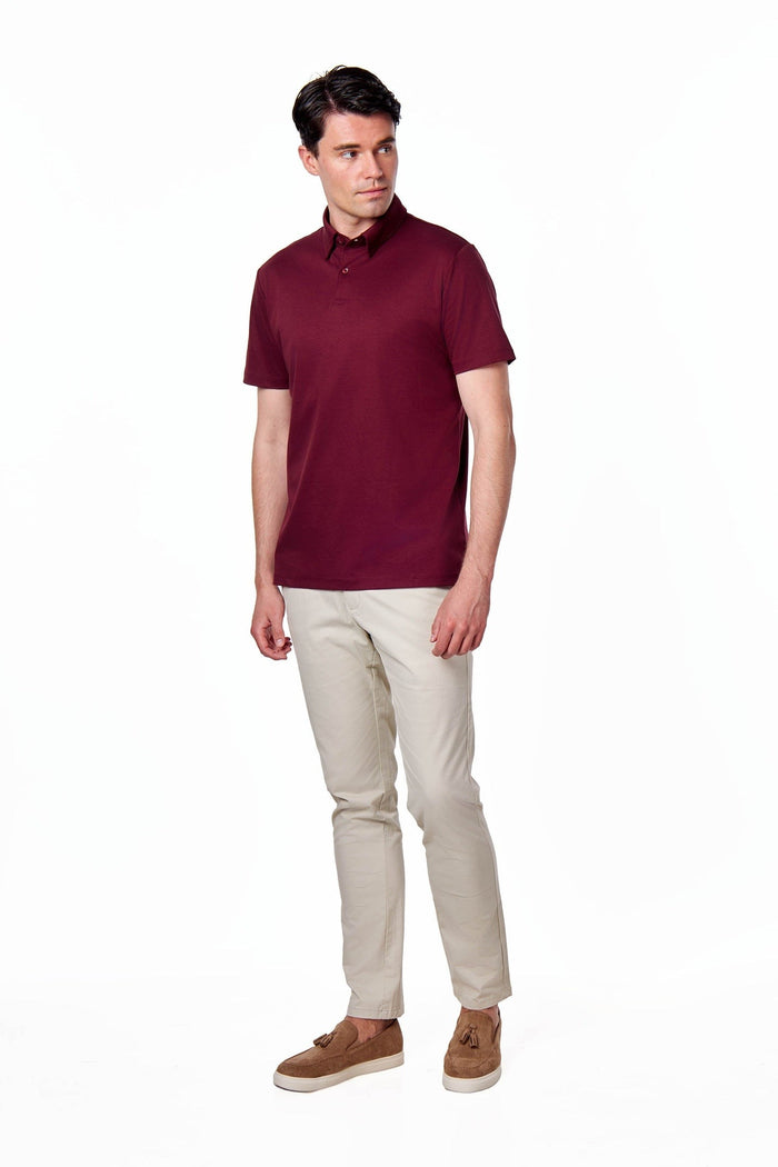 Mercerised Cotton Maroon Polo T Shirt Short Sleeve
