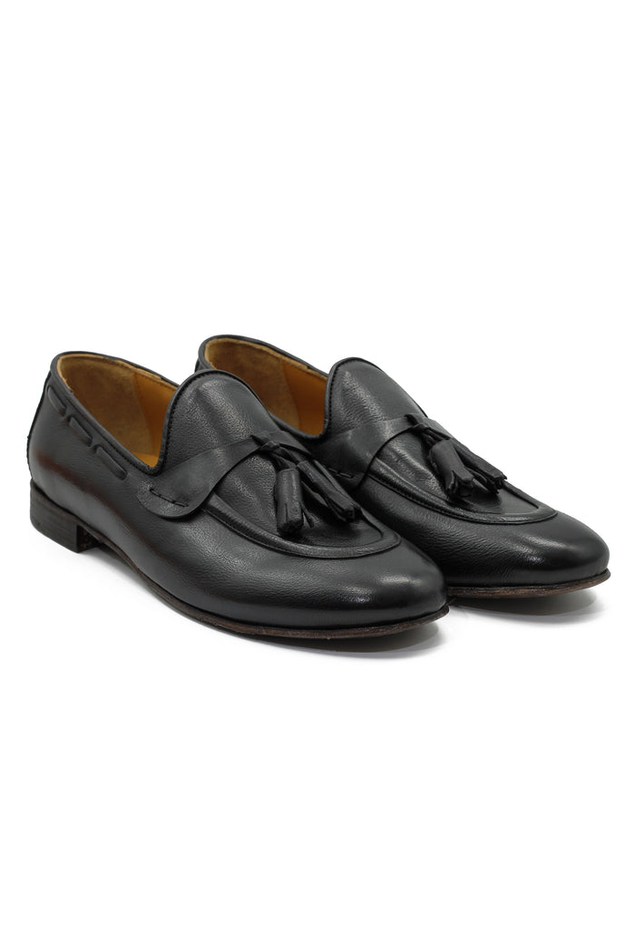 NAPLES 03 – TASSEL LOAFERS BLACK ITALIAN LEATHER