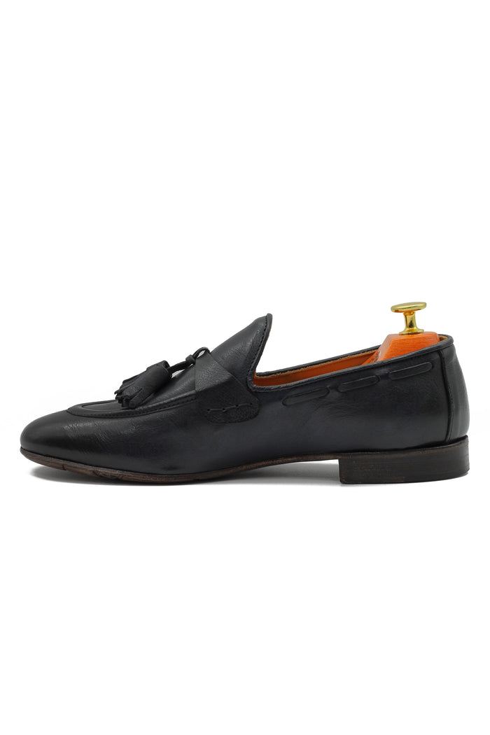 NAPLES 03 – TASSEL LOAFERS NAVY ITALIAN LEATHER