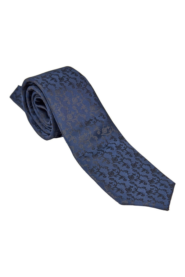 NAVY FLORAL PAISLEY NECK TIE SET