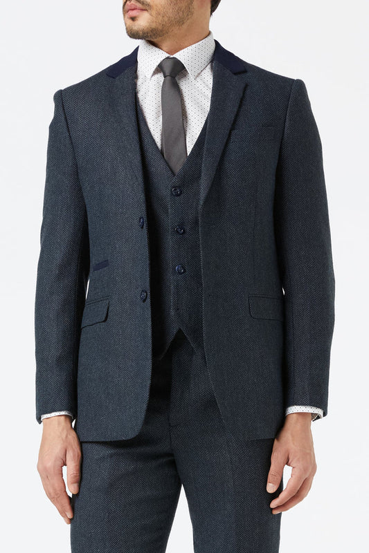 NAVY HERRINGBONE TWEED SUIT
