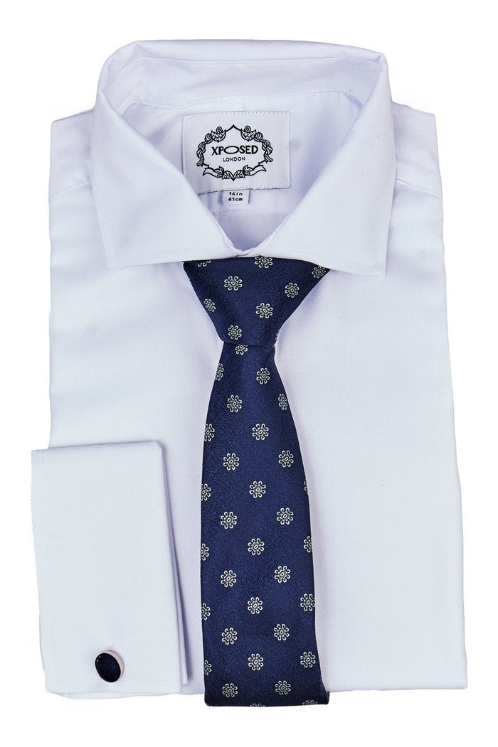 NAVY MINI FLORAL NECK TIE SET