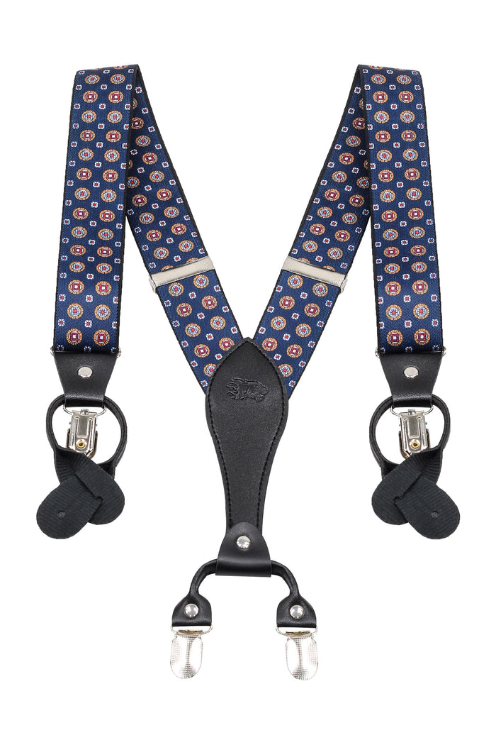 NAVY PRINTED ADJUSTABLE CLIP ON BRACES