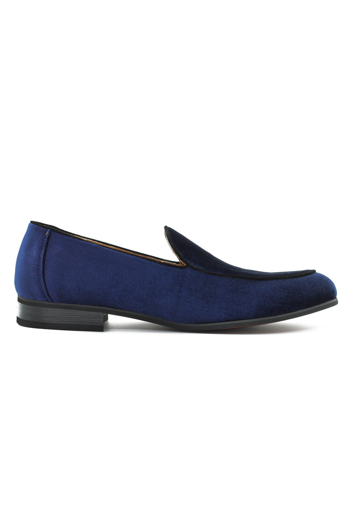 NAVY VELVET TUXEDO SLIPPERS