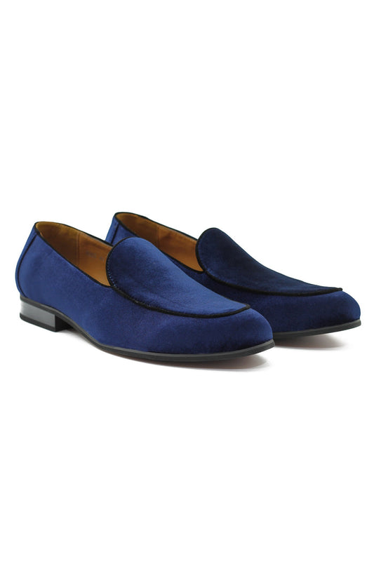 NAVY VELVET TUXEDO SLIPPERS