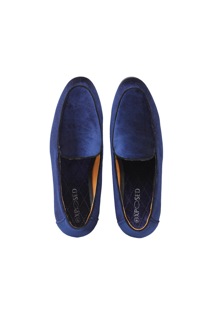 NAVY VELVET TUXEDO SLIPPERS