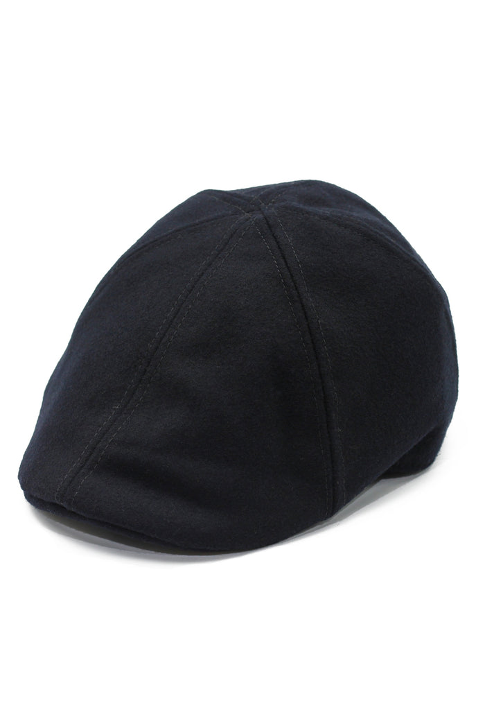 NAVY WOOL DUCKBILL FLAT CAP