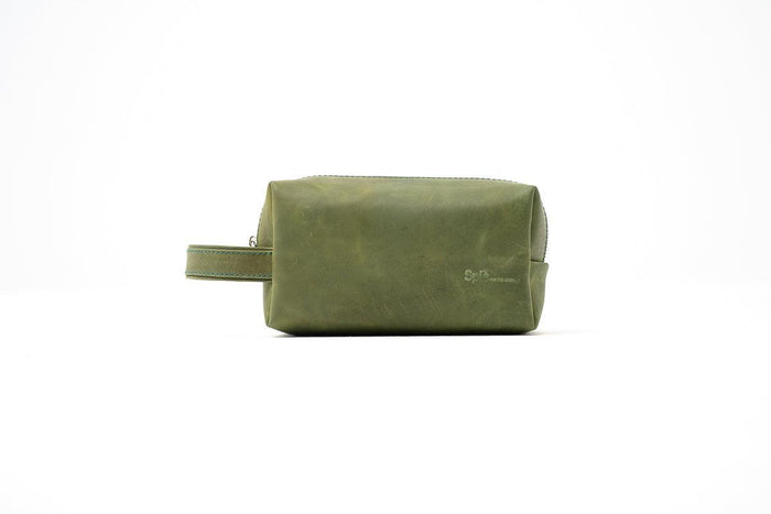 Olive Green Cupola Leather Travel Pouch - Spiš.
