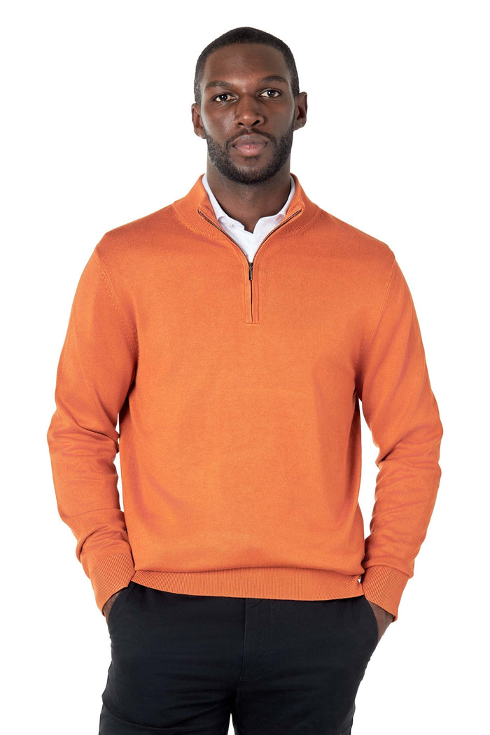 ORANGE 100% COTTON KNIT ZIP NECK JUMPER