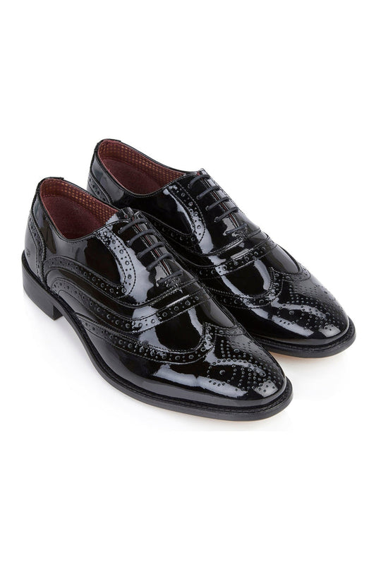 PATENT LEATHER OXFORD BROGUE - BLACK