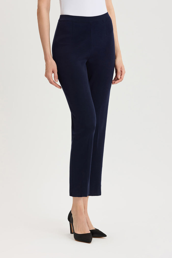 Petite Knit Straight-Leg Ankle Pants, Indigo, Indigo | Ming Wang