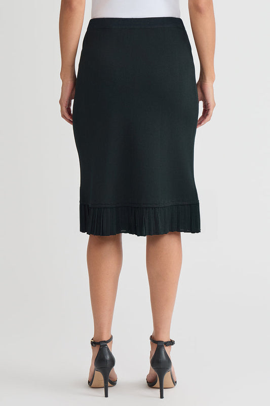 Petite Pleat Hem Knit Skirt, Black | Ming Wang