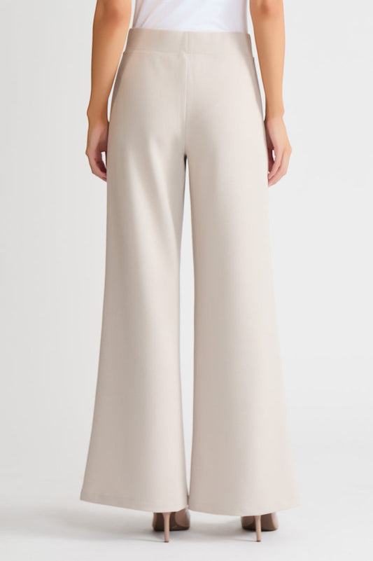 Petite Stretch Deco Crepe Wide-Leg Pants, Limestone, Limestone | Ming Wang