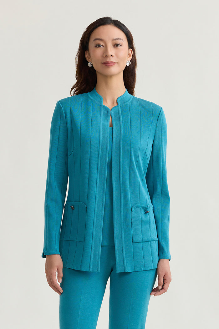 Plus Size Heritage Multi Texture Knit Jacket, Nebula | Ming Wang