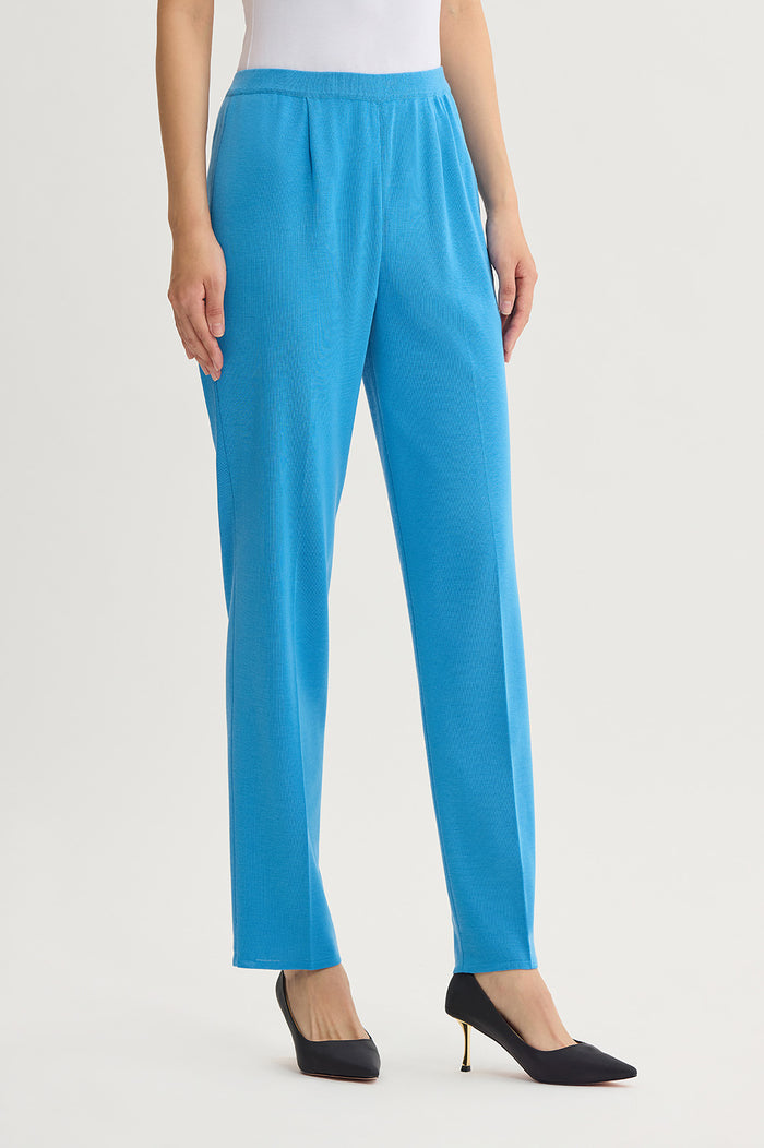 Plus Size Knit Straight-Leg Pants, Tranquil Blue, Tranquil Blue | Ming Wang