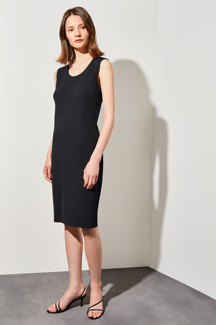Plus Size Sleeveless Sheath Knit Dress, Black | Ming Wang