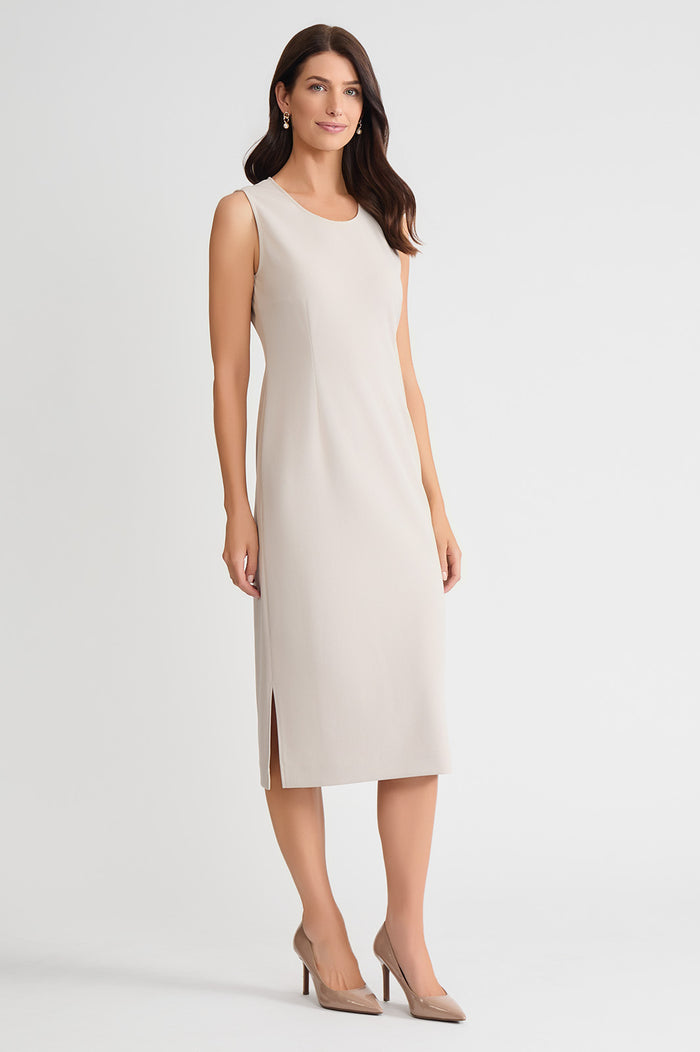 Plus Size Stretch Deco Crepe Sheath Midi Dress, Limestone, Limestone | Ming Wang