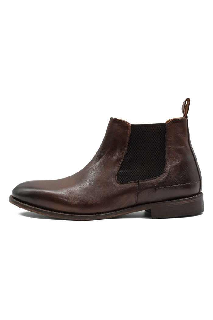 POLISHED BROWN ITALIAN LEATHER CHELSEA BOOTS