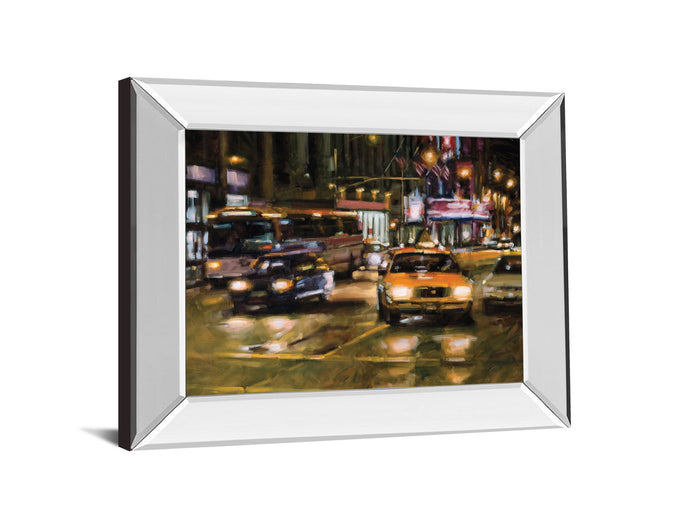 Radio City, New York City By Desmond O'hagan - Mirror Framed Print Wall Art - Light Brown