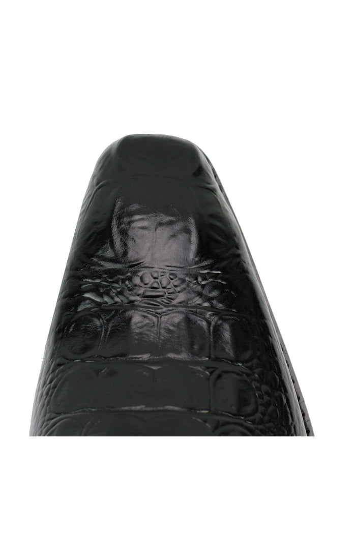 Real Leather Black Print Monk Loafers